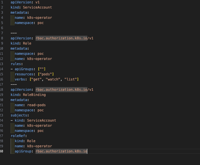 Create service account to monitor pods