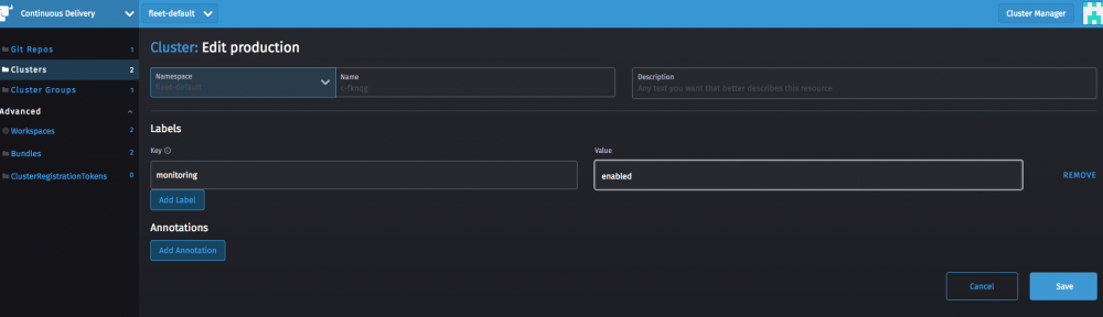 cluster edit production enabled