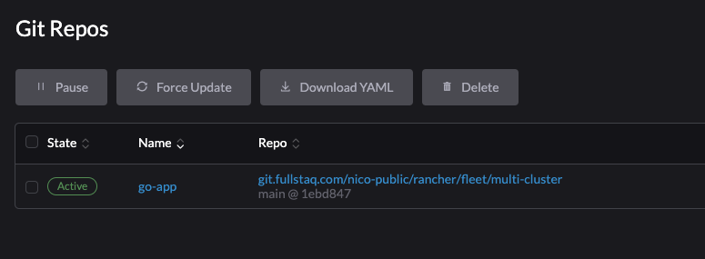 gitrepo after modification is active