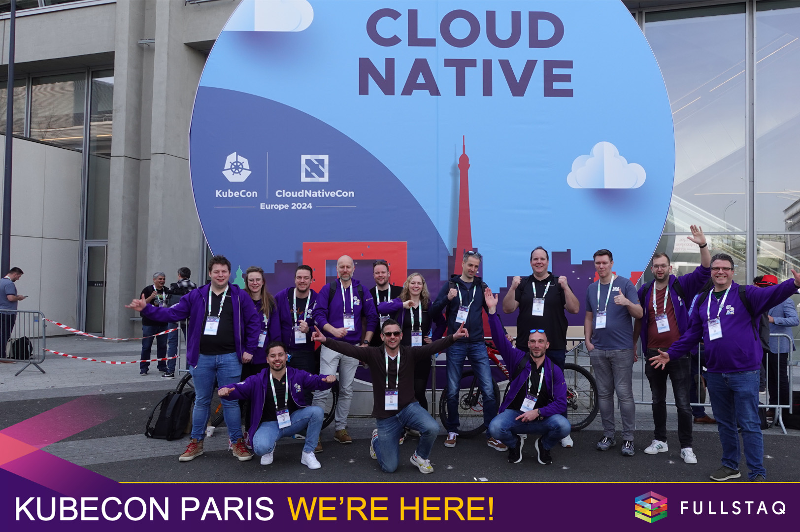 KubeCon: K8s as the OS for cloud-native apps and the role of Kubernetes for AI - Group photo of Fullstaq at KubeCon Paris